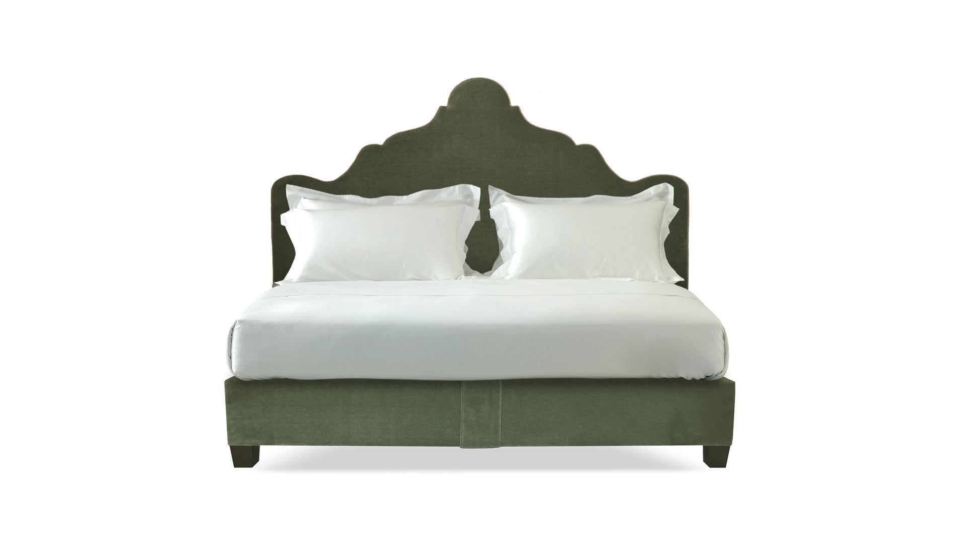 Phillip Gorrivan bed in green designed for Savoir