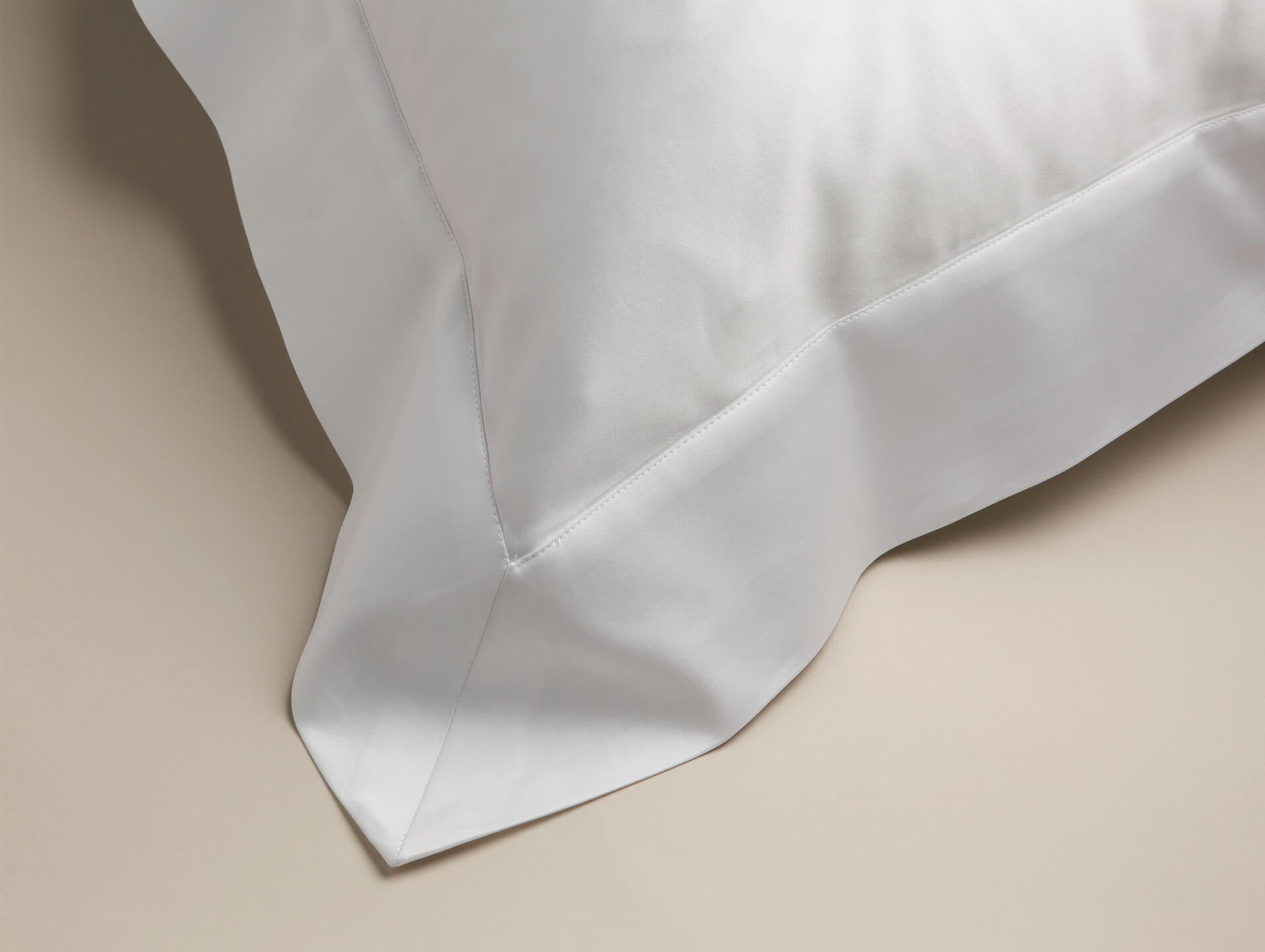 An angled view of an Oxford pillowcase