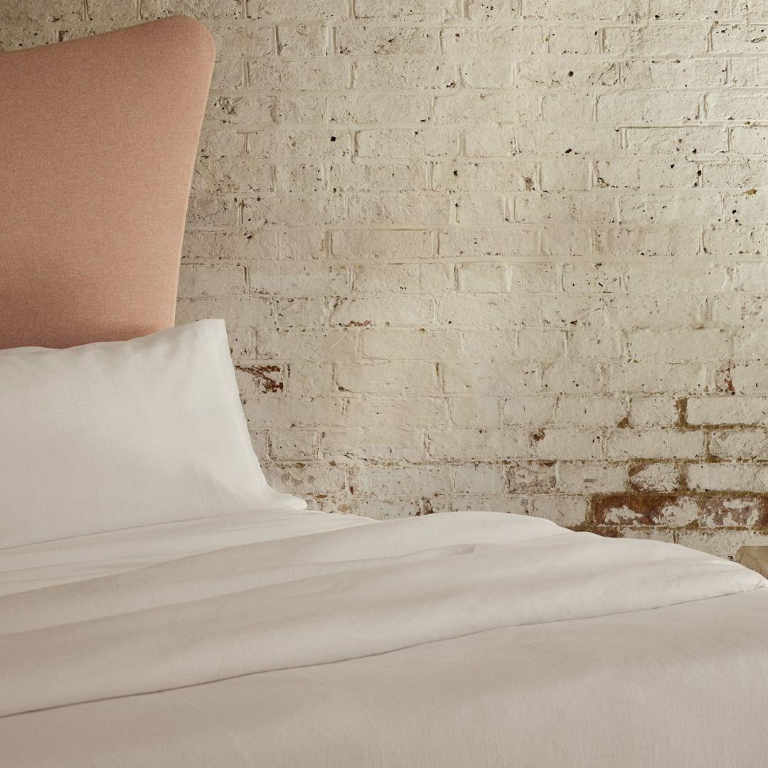 Savoir Organic Linen Duvet Cover on an Amelia Bed