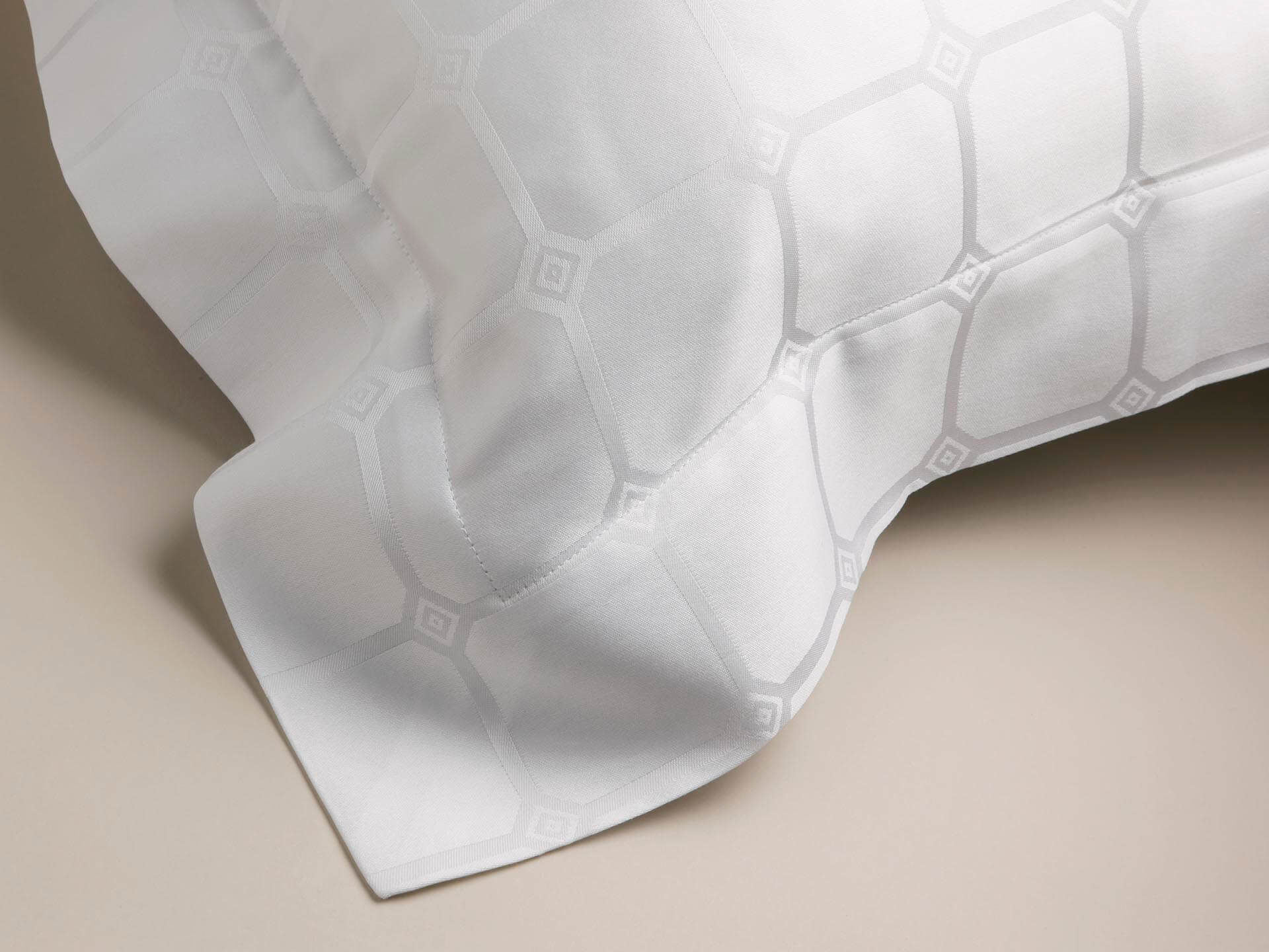 Angled view of a Trellis Oxford pillowcase