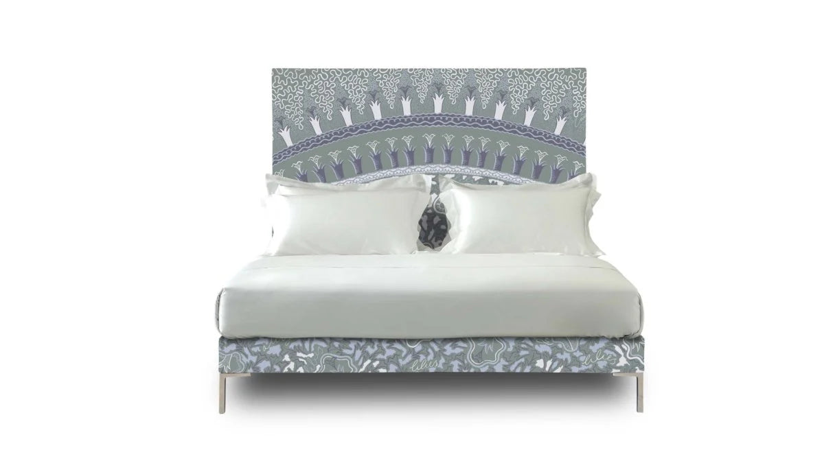 Entire view of the Lilies bed by Zandra Rhodes with grey accents