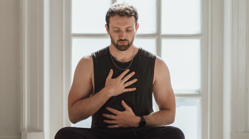 Jamie Clements during his breathwork sessions at The Breath Space in London.