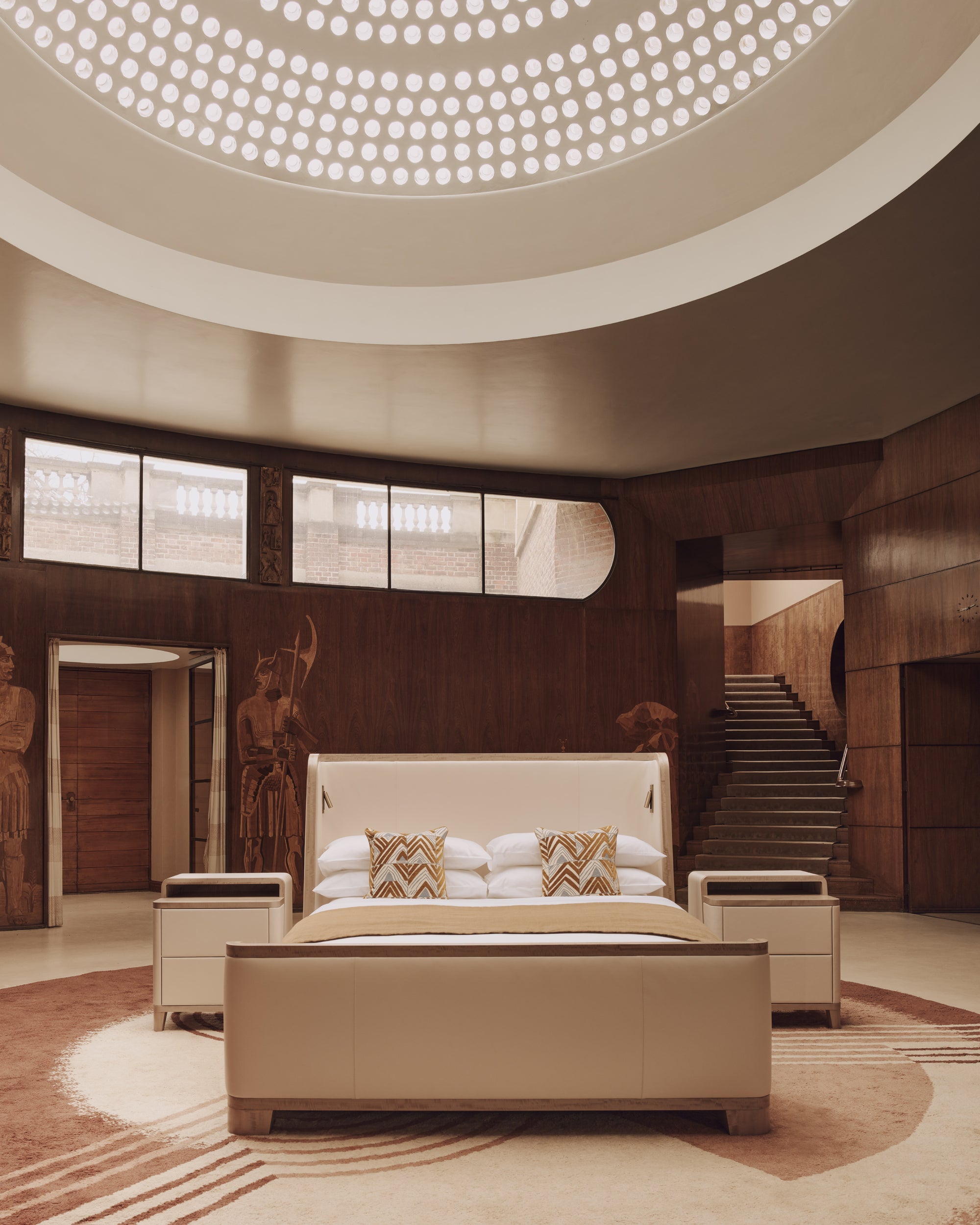 Front view of the Savoir bed from the Winch Design collaboration photographed in Eltham palace