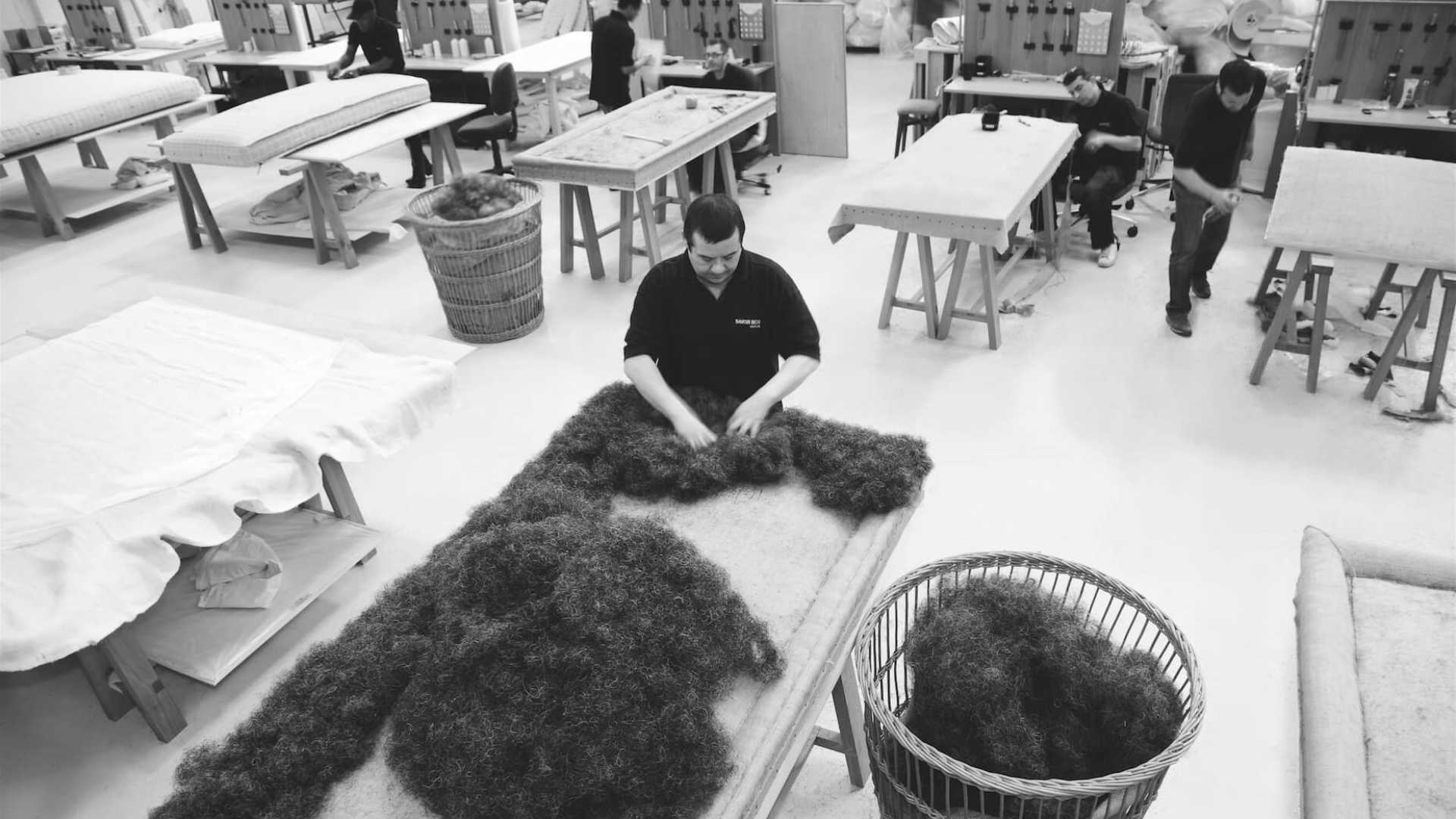 Overview in black and white of the London bed works