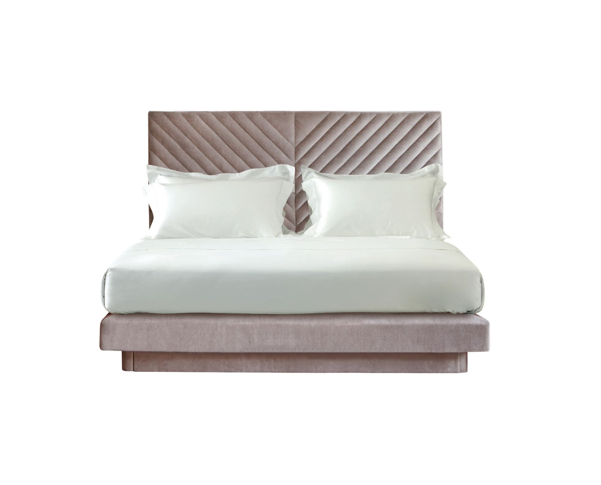 Undressed Savoir Stella bed with a light pink headboard and base