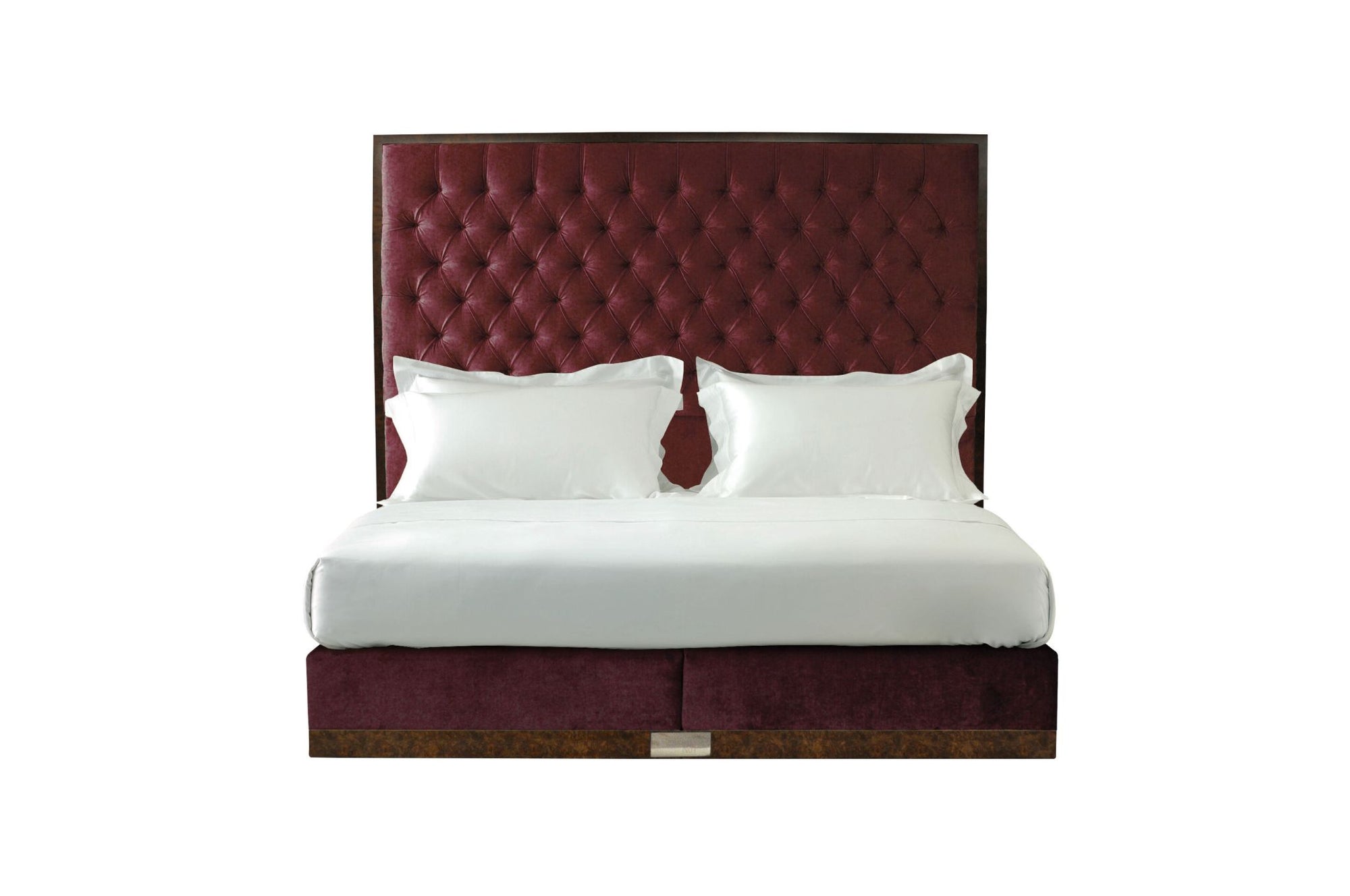 Undressed State bed with a red headboard