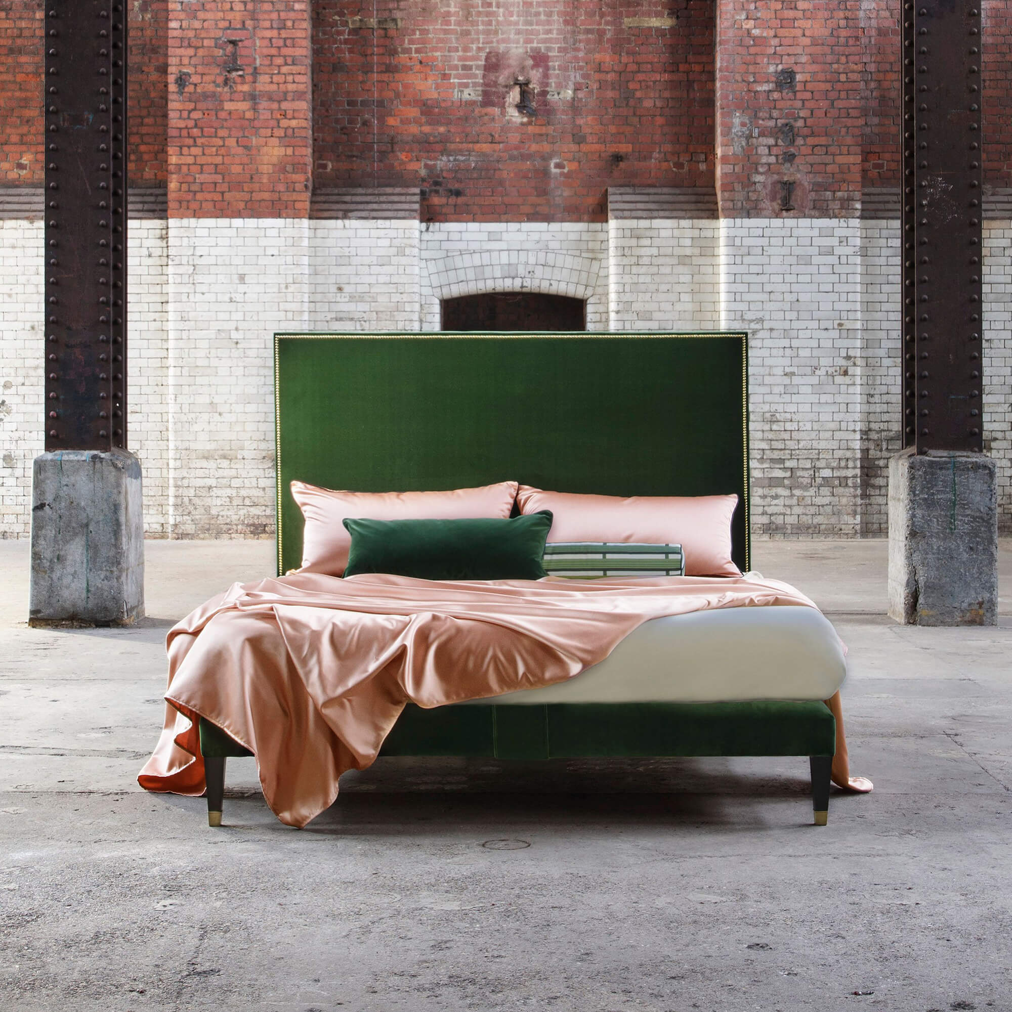 Savoir Harlech No4 bed set completely dressed and photographed in a room