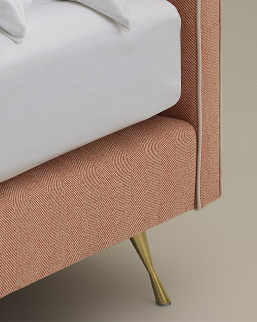 Savoir Harlech piped detail on  headboard and slim leg with gold finish