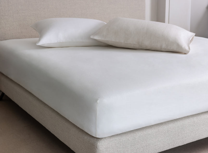 Linen & Tencel Fitted Sheet - Soft White