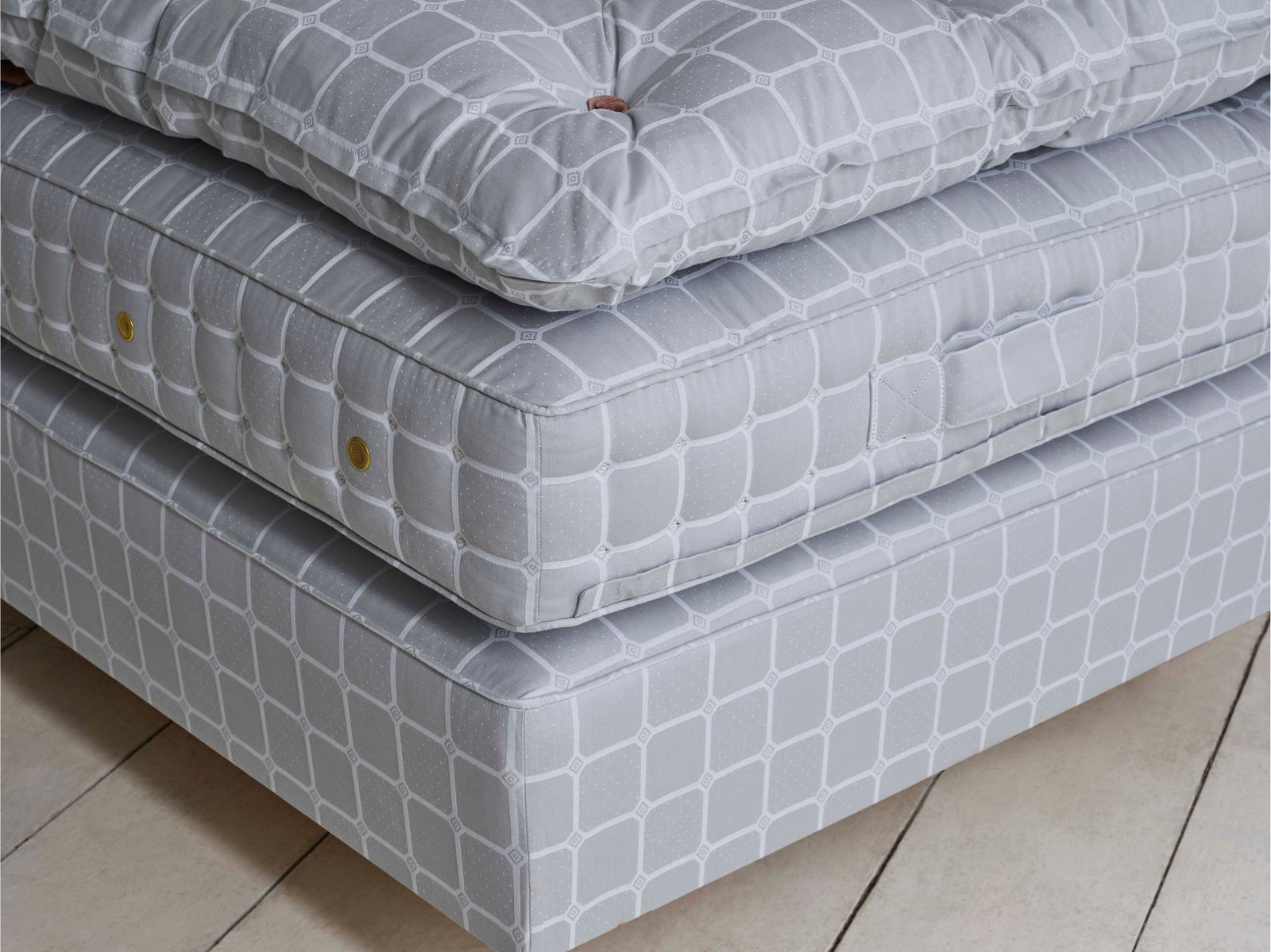 Corner view of No.2 mattress base and topper