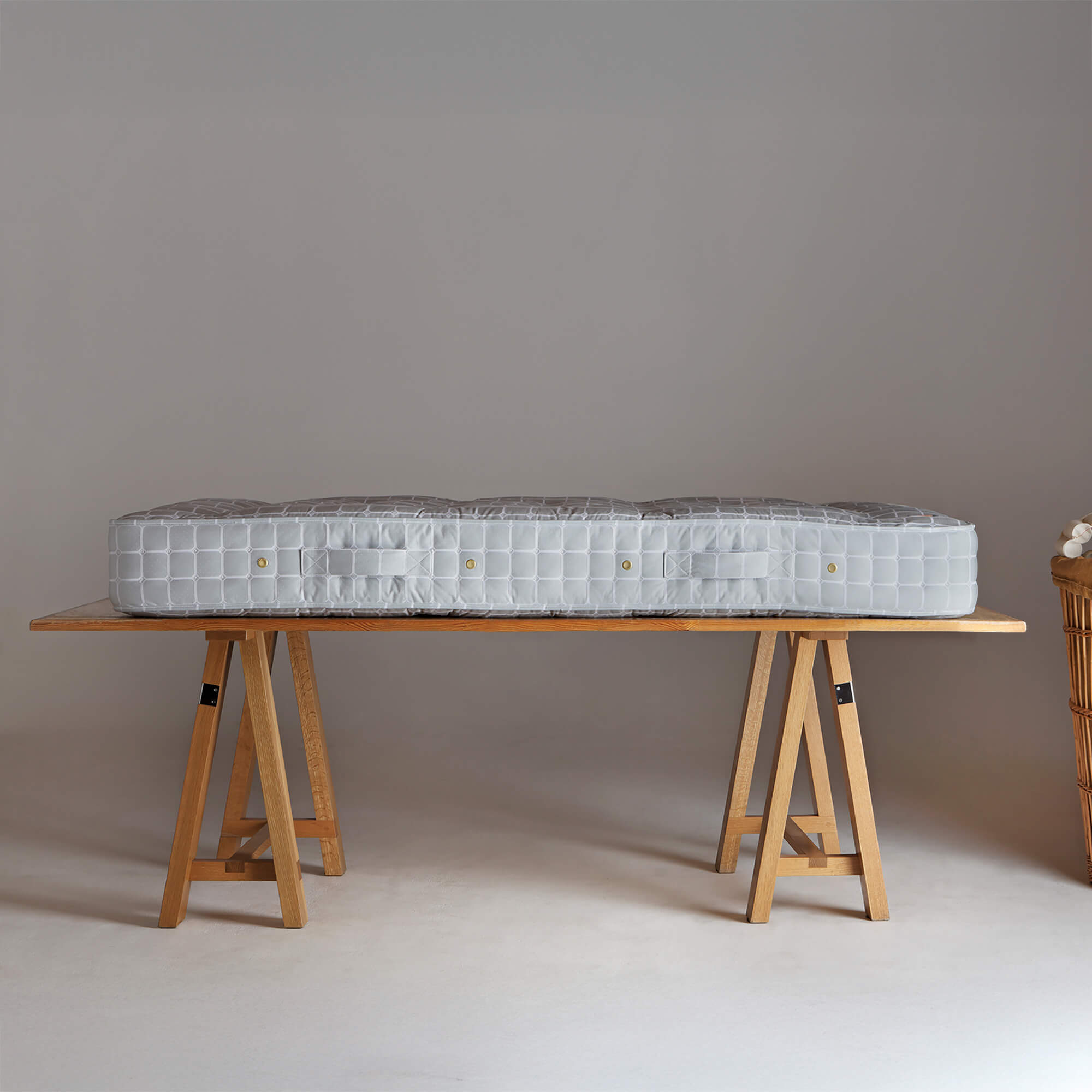 Side view of the No3 mattress on a trestle