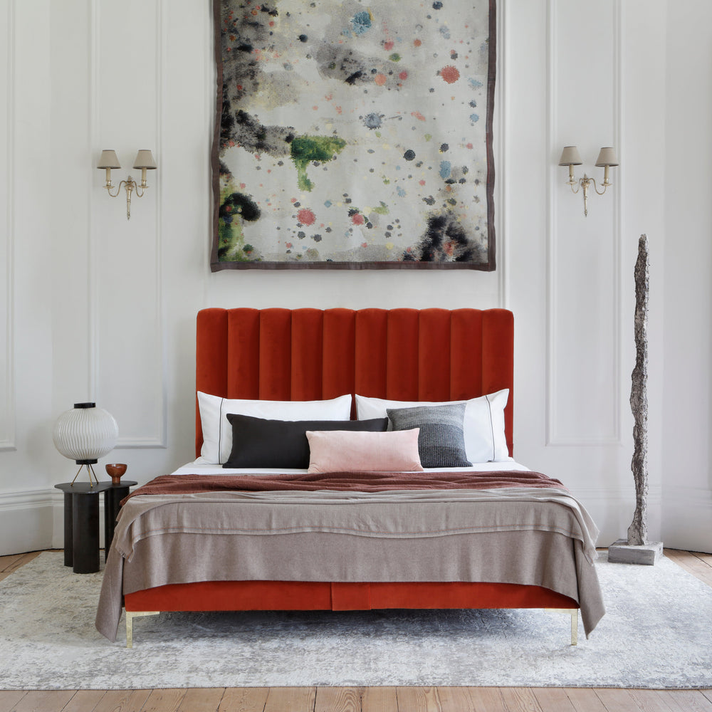 Savoir Hudson bed with a fluted headboard crafted with natural materials