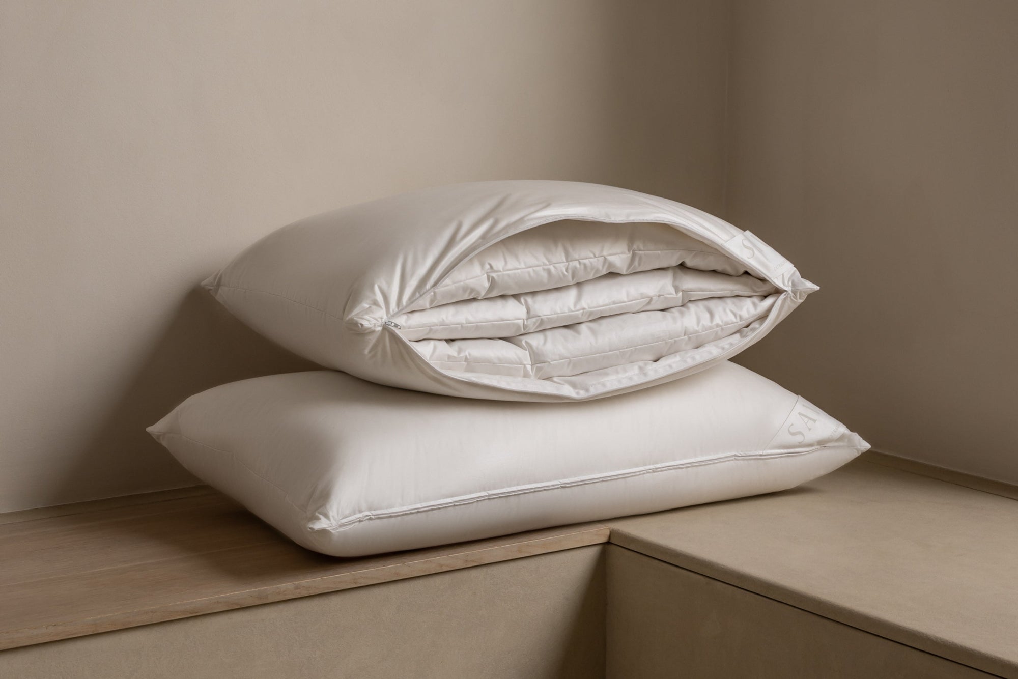 Savoir multi tension pillow unzipped o show three layers