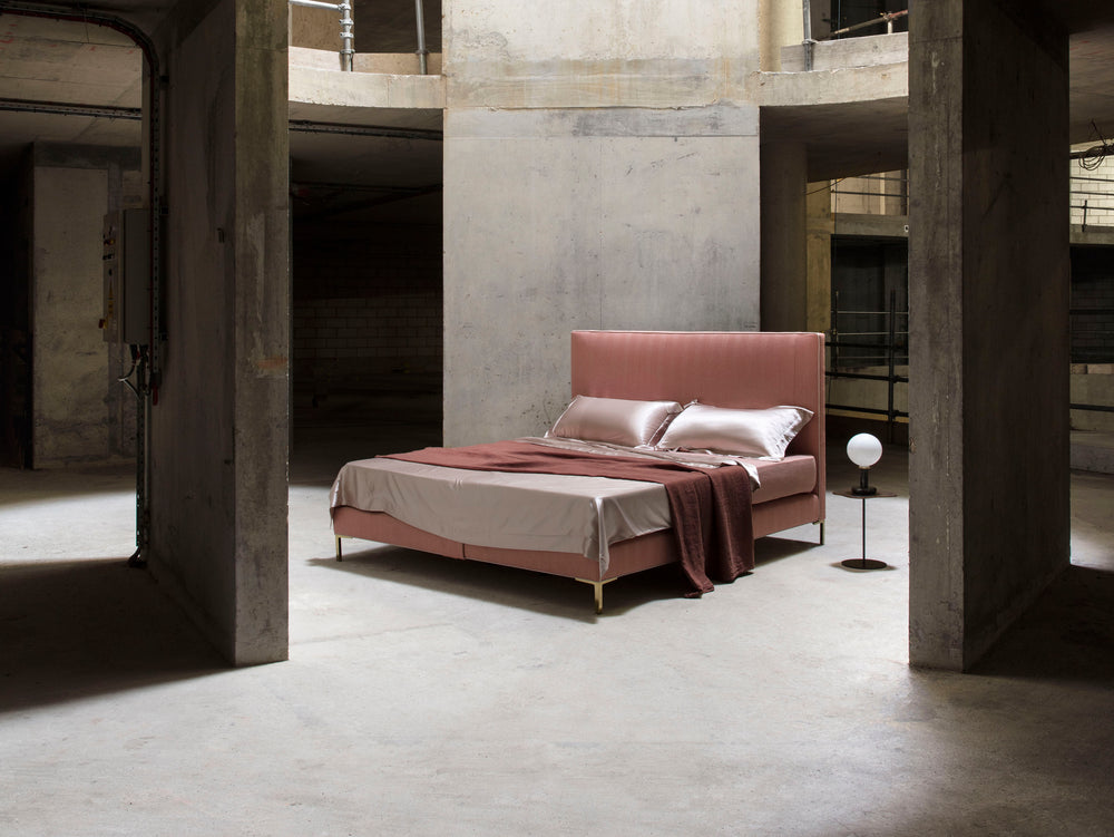 Harlech piped detail bed set in an industrial space