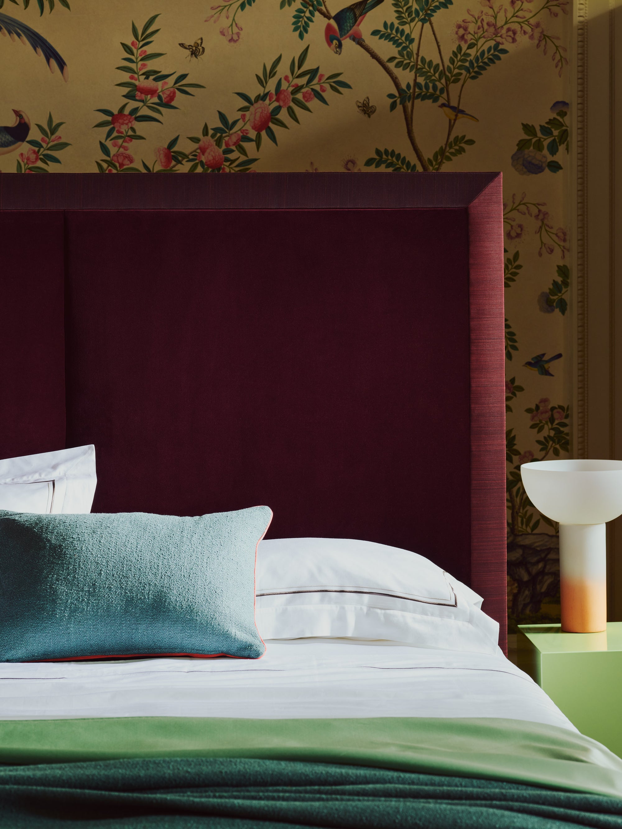 Close-up of the Savoir Max horsehair headboard