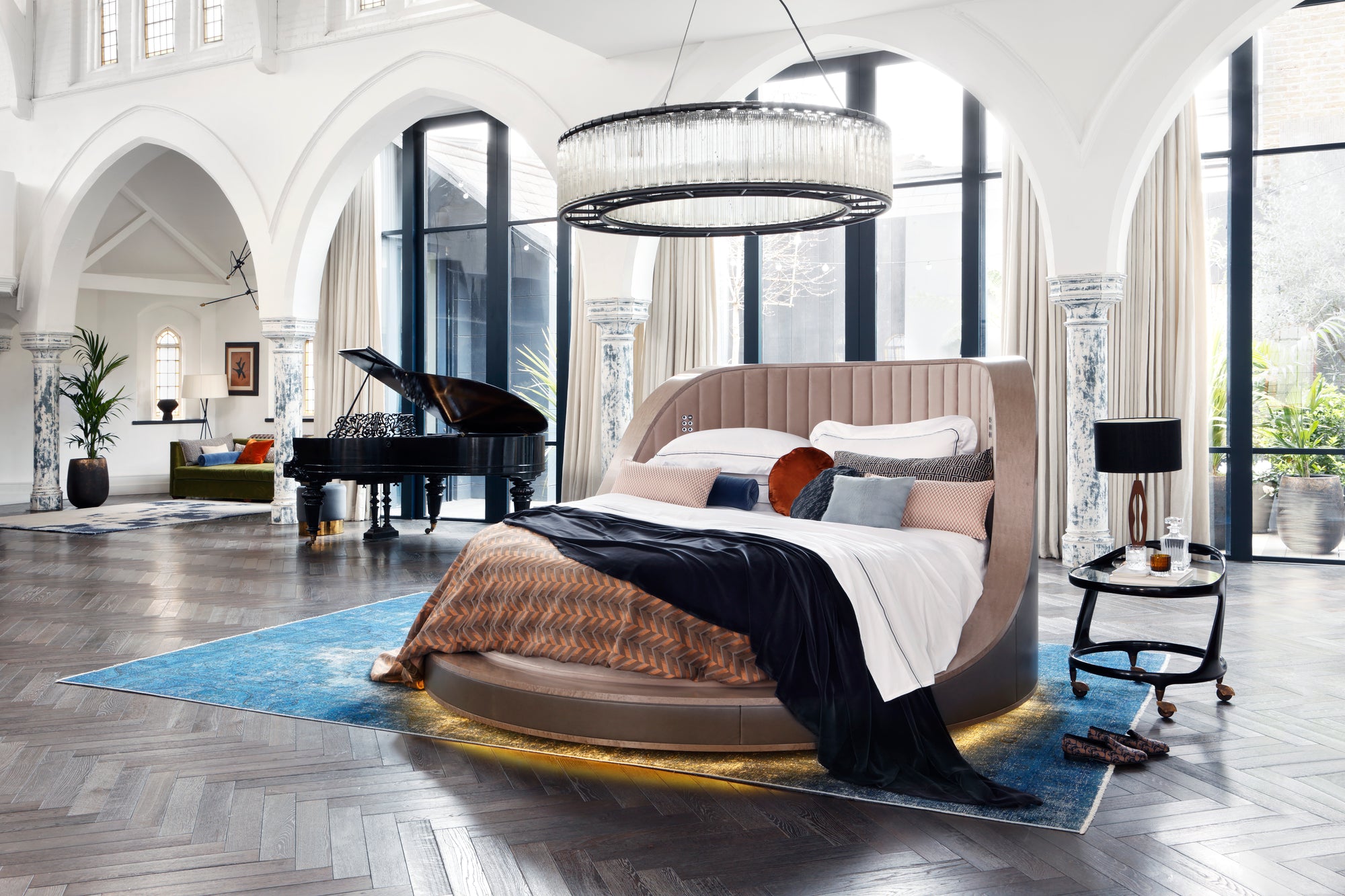 The Three Sixty bed with cushions