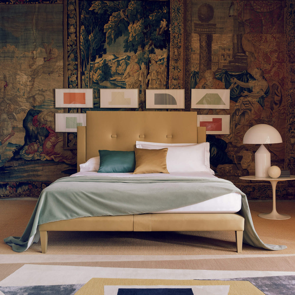 Savoir Savoy bed completely dressed with cushions