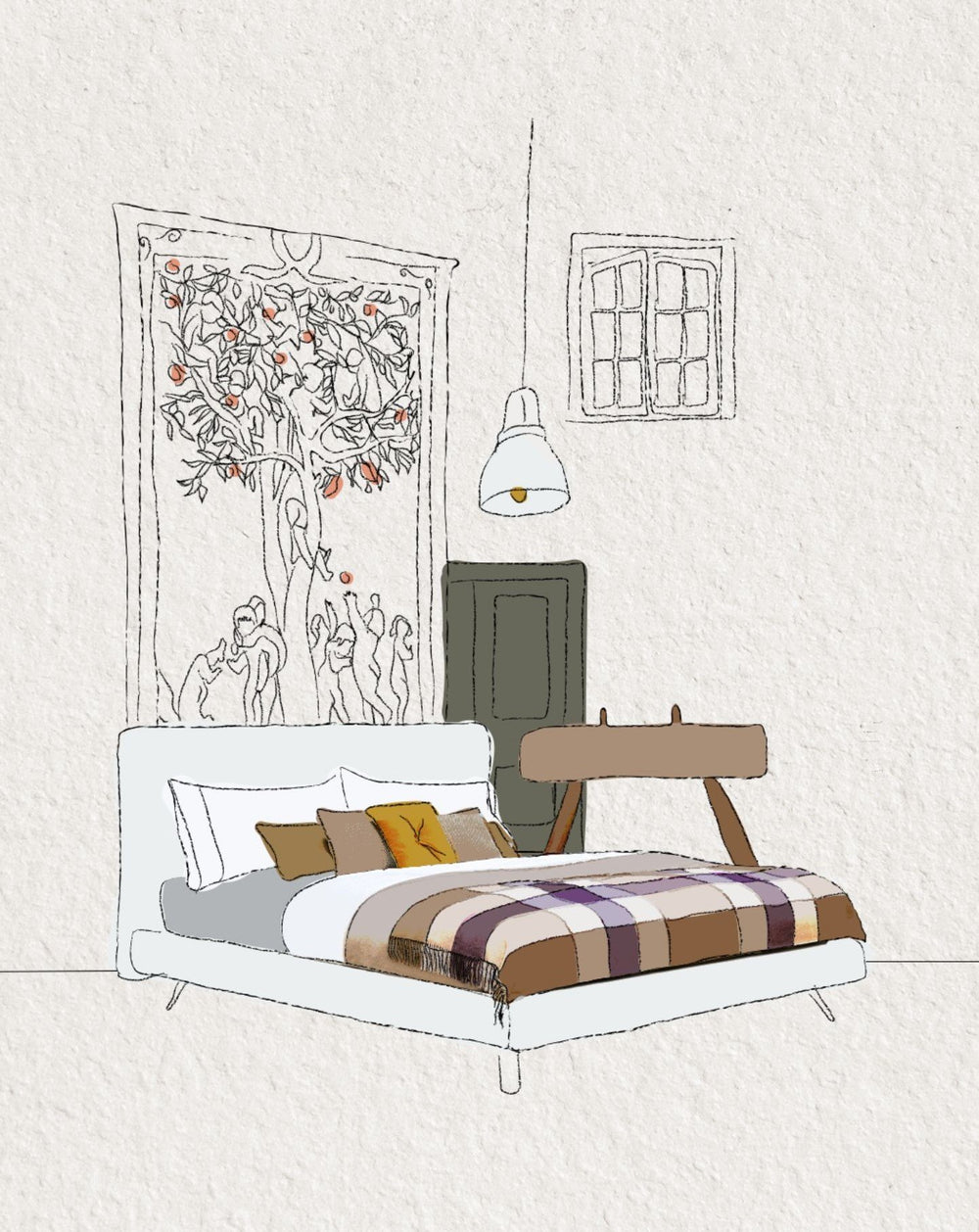 An illustration of the Savoir Ian Bed designed by Christophe Delcourt