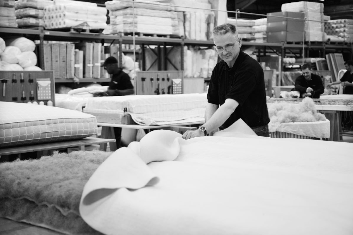 Image of a Savoir craftsman in London making the iconic No 2 mattress