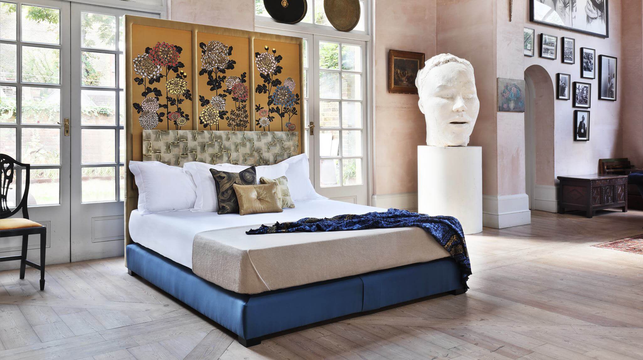 The Kiku design, featuring Japanese-art-inspired upholstery, created in collaboration with Fromental.