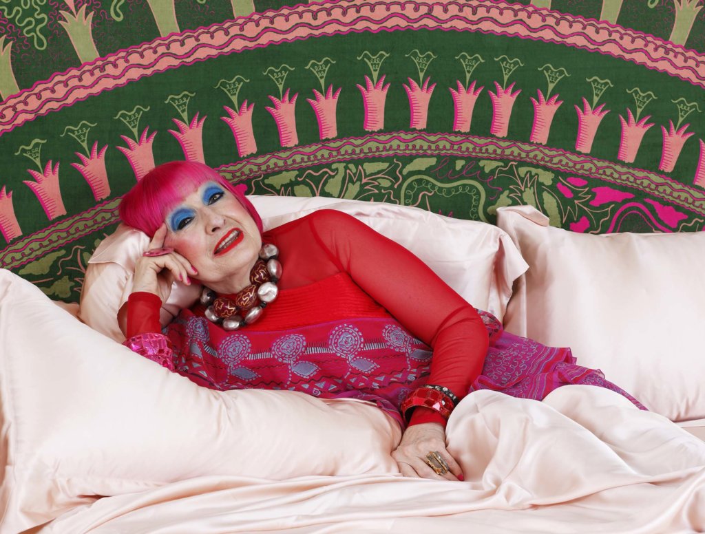 Zandra Rhodes in bed