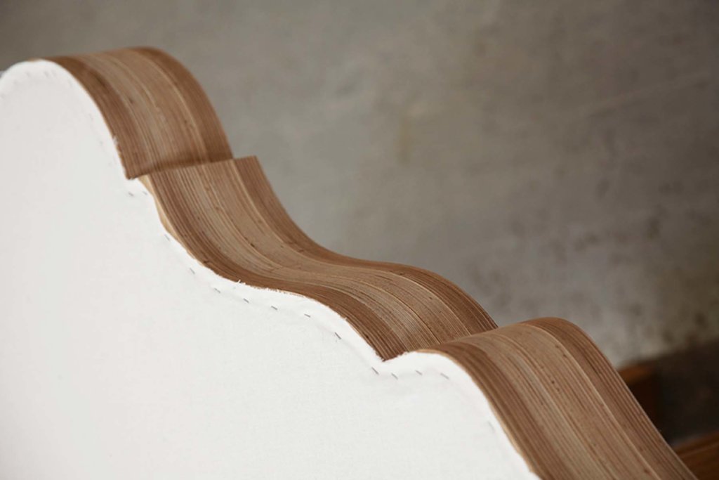 Curved headboard close up details