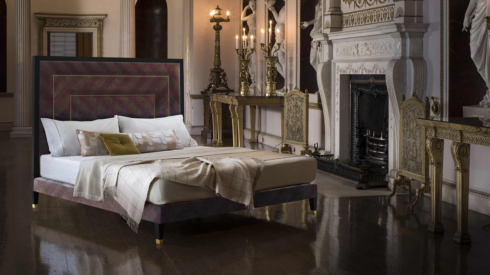 The Stripe bed in a stately home