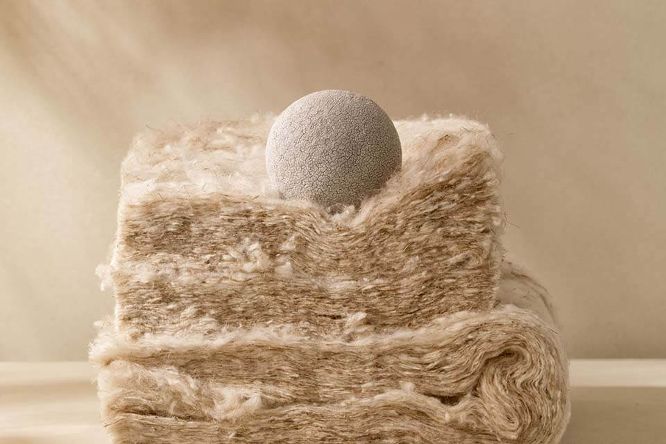 Still life image of cotton and flax, one of the natural material layers that go into Savoir's entirely plant-based bed