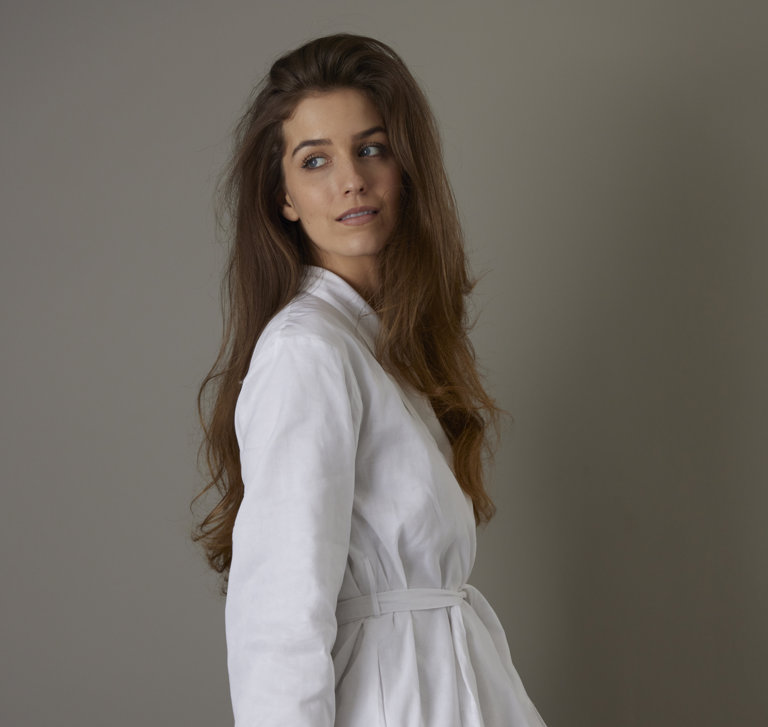 Savoir dressing gown in white cotton