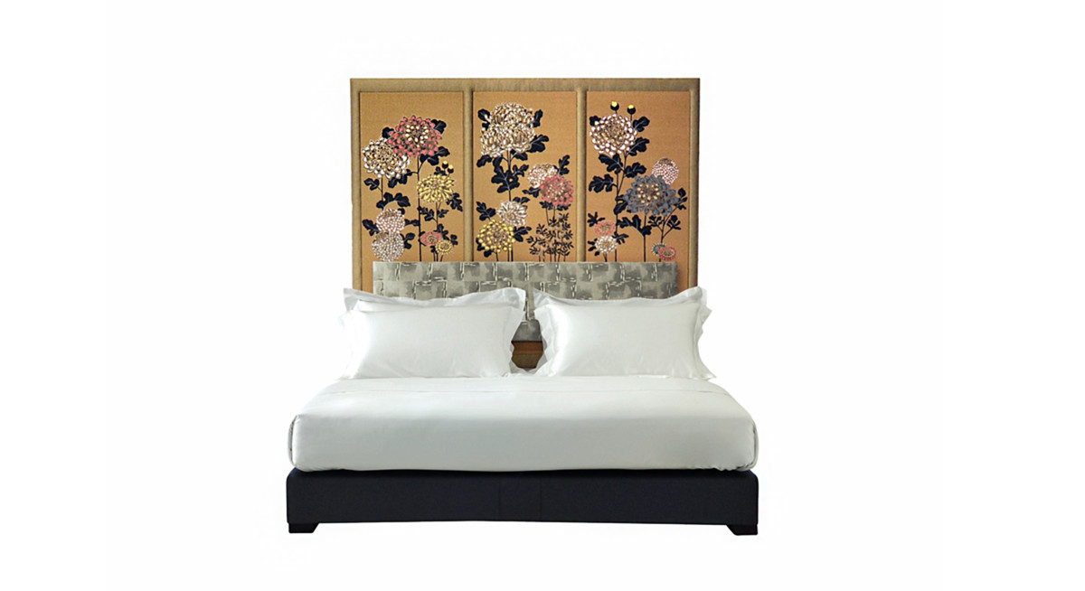 The Fromental bed in gold and navy