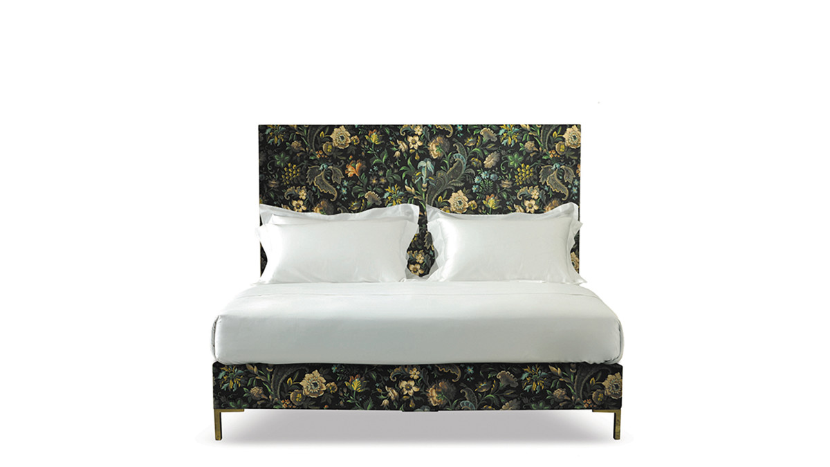 Harlech bed in a floral fabric