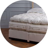 Image of our most luxurious bed, the No1, made with luxurious cashmere, wool and encased in organic cotton