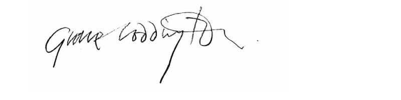 A scan of Grace Coddington's signature