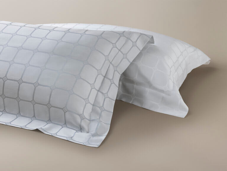 Savoir Trellis pillowcases in silver and white